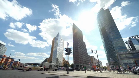 Postdamer Platz, Germany Berlin. Traffic in the city / 4K Video Footage Video stock 111961908