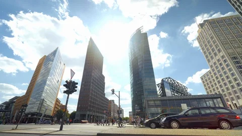 Postdamer Platz, Germany Berlin. Traffic in the city / 4K Video Footage Stock-Footage 111961981