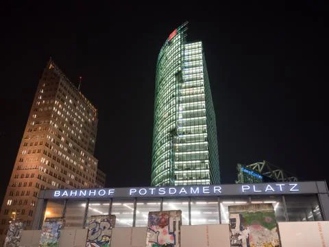 Postdamer Platz at night Stock Photos