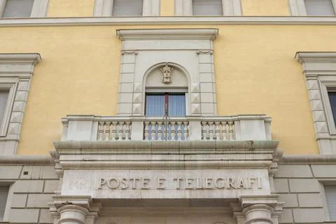 Poste e telegrafi building facade with architectural details Stock Photos