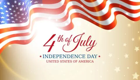 Poster 4th of july usa independence day, vector template with american flag Stock Illustration
