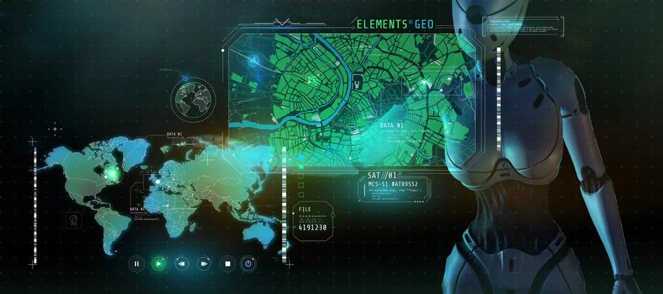 A poster about tracking technology and search engines. イラスト素材