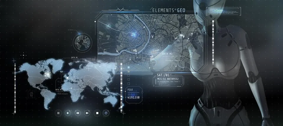 A poster about tracking technology and search engines. 3D render 스톡 일러스트