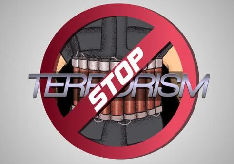 Poster against terrorism Stock Illustration