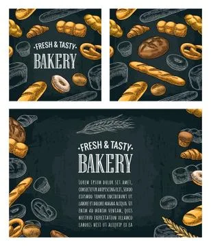 Poster and seamless pattern with bread. Vector vintage engraving Illustrazione stock