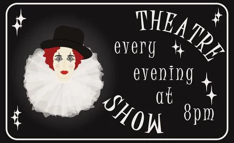 A poster announcing a theatrical performance every evening Stock Illustration