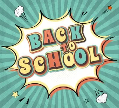 Poster Back to School. Comics book page Stock Illustration