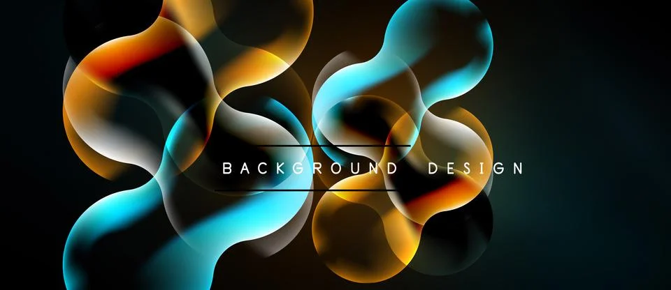 Poster backdrop, azure translucent blobs, vector cover design template Stock Illustration