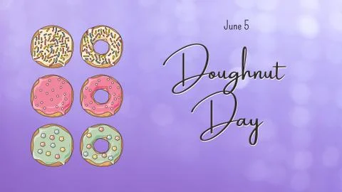 Poster, background, banner, card or design with a donuts and the text doughnu Stock Illustration
