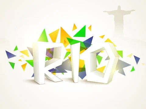 Poster, Banner with 3D Text Rio. Stock Illustration