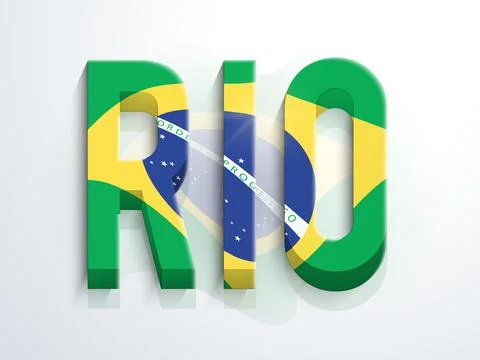 Poster, Banner or Flyer with 3D Text Rio. Stock Illustration