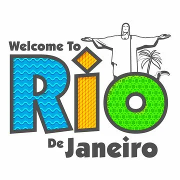 Poster, Banner with Text Rio de Janeiro. Stock Illustration