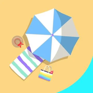 Poster of Beach and Various Objects Around Illustrazione stock