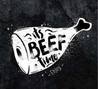 Poster beef chalk Illustrazione stock