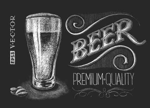 Poster of beer on the chalkboard Stock Illustration