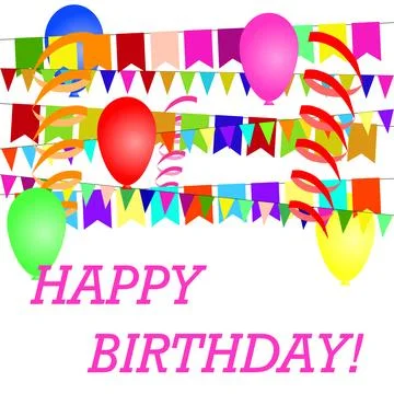 A poster with a birthday with balls Stock Illustration