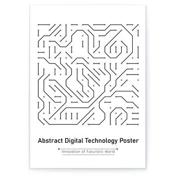 Poster with black lines and various dots printed on it Illustrazione stock
