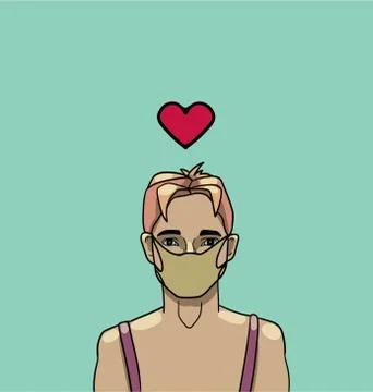 Poster with a boy wearing a mask Stock Illustration