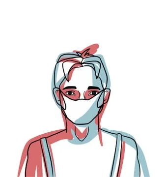 Poster with a boy wearing a mask Stock Illustration