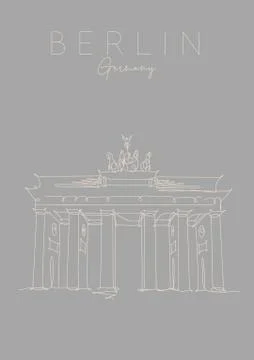 Poster Brandenburg Gate grey Stock Illustration