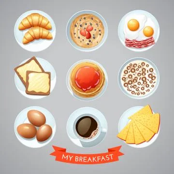 Poster With Breakfast Set Stock Illustration