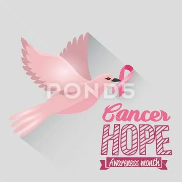 Poster breast cancer awareness month with dove and ribbon: Royalty Free  #118075470