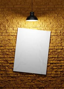 Poster on a brick wall background Stock Photos
