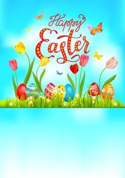 Poster card Bright blue easter Illustrazione stock