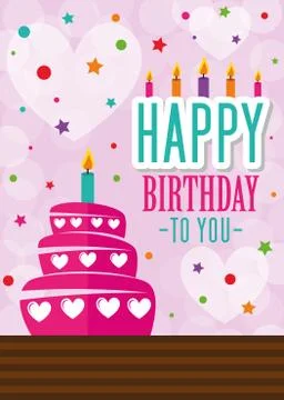 Poster Card Illustration Graphic Vector Happy Birthday To You Illustrazione stock