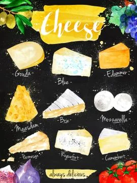 Poster cheese chalk Stock Illustration