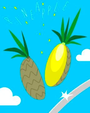 Poster with chopped pineapple Stock Illustration