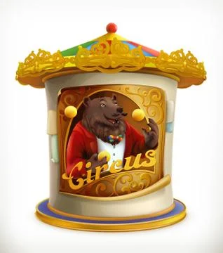 Poster of circus, funny animals vector icon mesh Stock Illustration