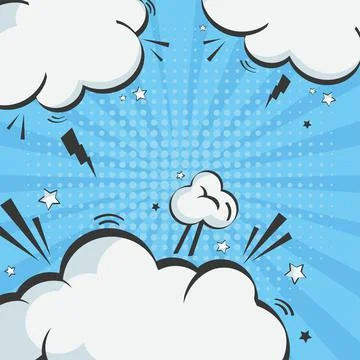 Poster clouds pop art style Stock Illustration