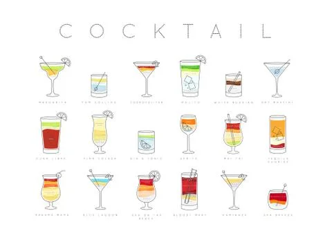 Poster cocktails flat menu Stock-Illustration