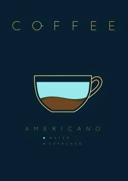 Poster coffee americano Stock Illustration