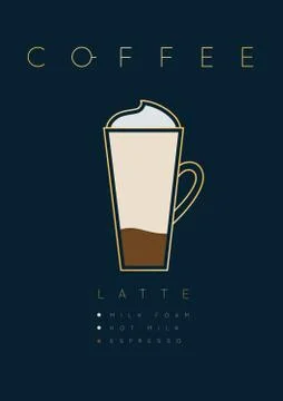 Poster coffee latte Stock Illustration
