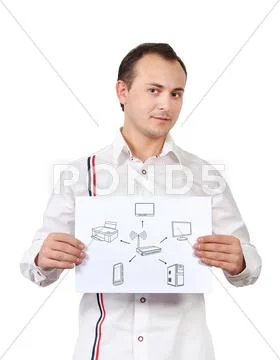 Poster with computer network Stock Photos
