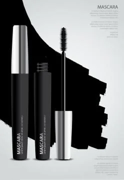 Poster Cosmetic Mascara with Packaging Vector Illustration Stock Illustration
