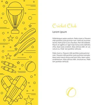Poster with cricket symbols and objects Stock Illustration