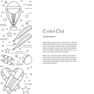Poster with cricket symbols and objects Stock Illustration