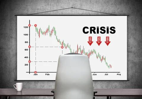 Poster with crisis chart Foto stock