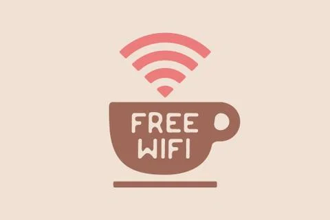 Poster with cup of coffee and text Free WiFi Stock Illustration
