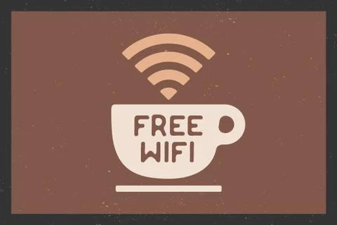 Poster with cup of coffee and text Free WiFi Stock Illustration