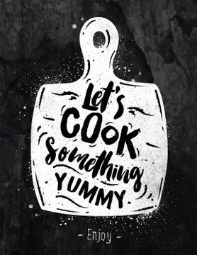 Poster cutting board chalk Stock Illustration