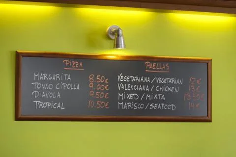 Poster daily menu Foto stock