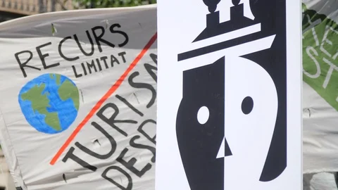 Poster on a Demonstration due to Climate Change Stock Footage 98271647