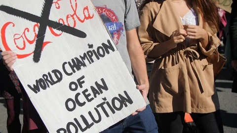Poster on a Demonstration due to Climate Change.  Stock Footage 98271725