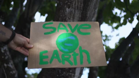 A poster from the demonstration "Save the Earth" Stock Footage 146887567