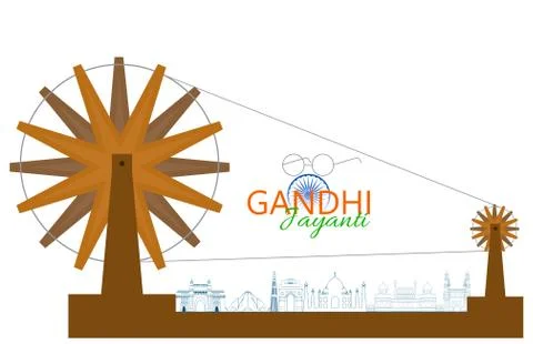 Poster design for 2 October birth anniversary of Mahatma Gandhi Ilustração Stock
