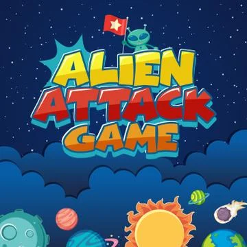 Poster design with alien attack in the space Stock Illustration
